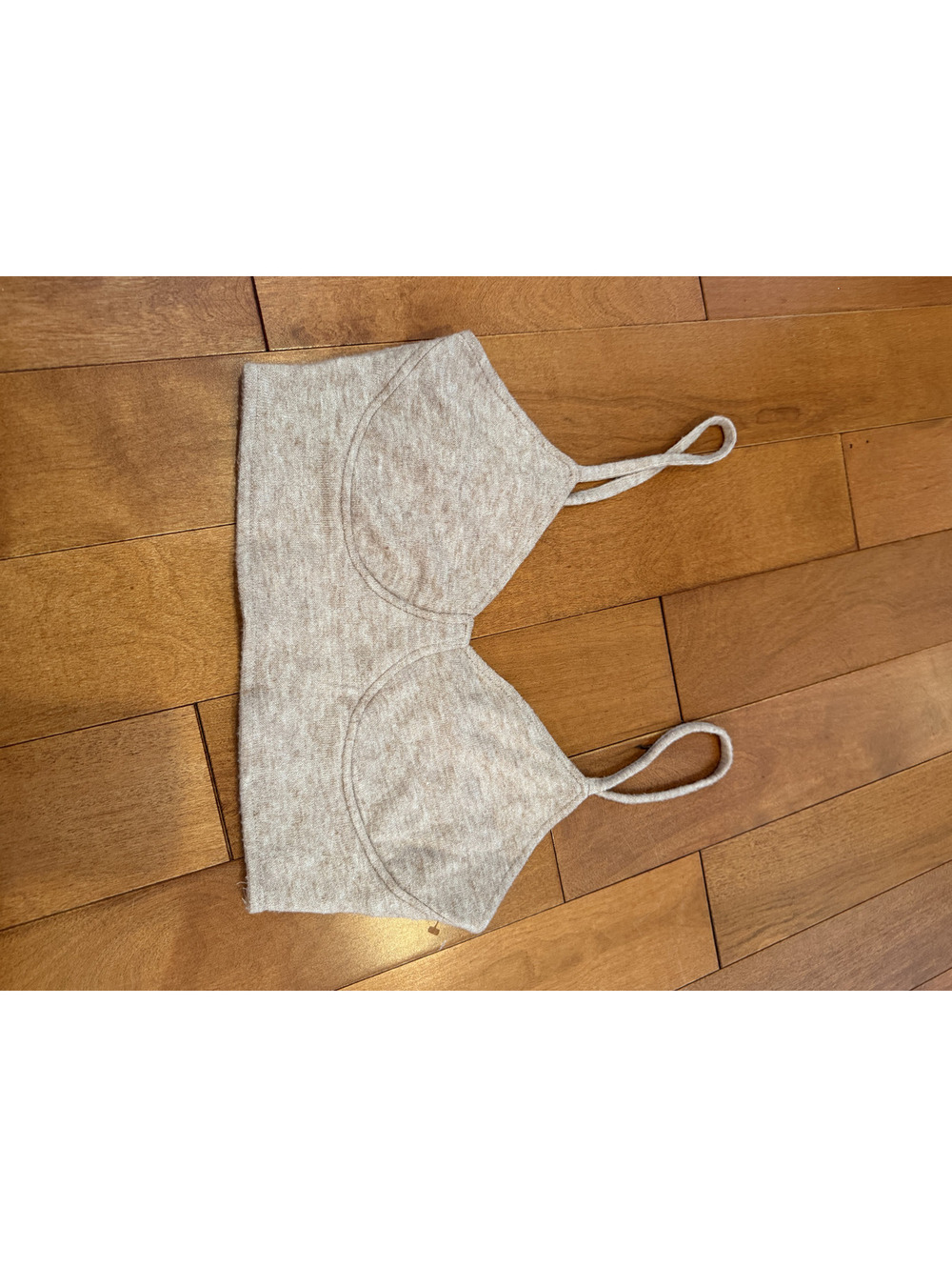 Zara Beige Knit Bralette Cropped Camisole Top M